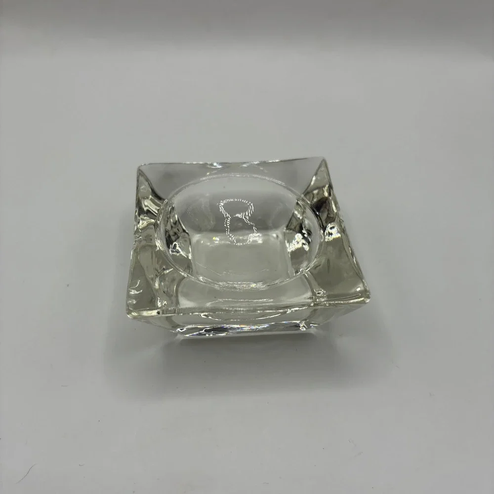 Vintage Clear Pressed Glass Salt Cellars Trinket Dishes Set 3 Starburst Square